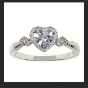 Heart shaped Aquamarine ring, with Diamond accents